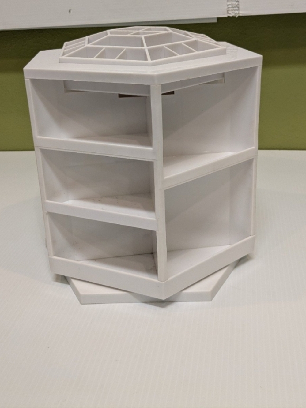 0909 Tall White Rotating Hexagonal Makeup Organizer